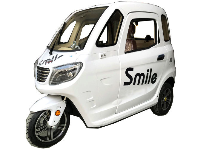 Grey 3 Wheels Enclosed Trike Motorcycle , 60V1000W ABS Enclosed Scooter Trike