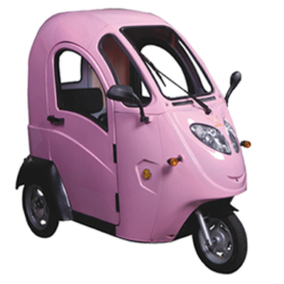 Pink Enclosed Cabin 3 Wheels Electric Car 25km/H Corrosion Resistance