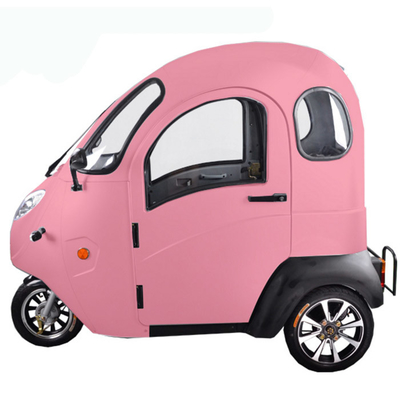 Pink Enclosed Cabin 3 Wheels Electric Car 25km/H Corrosion Resistance