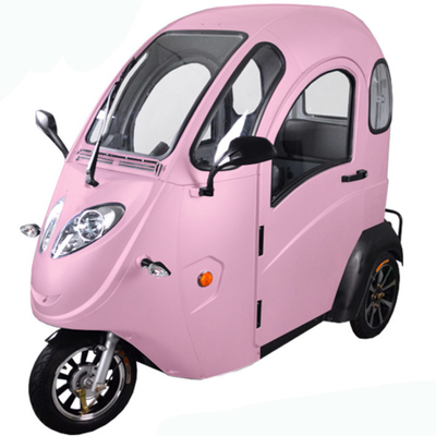 Pink Enclosed Cabin 3 Wheels Electric Car 25km/H Corrosion Resistance